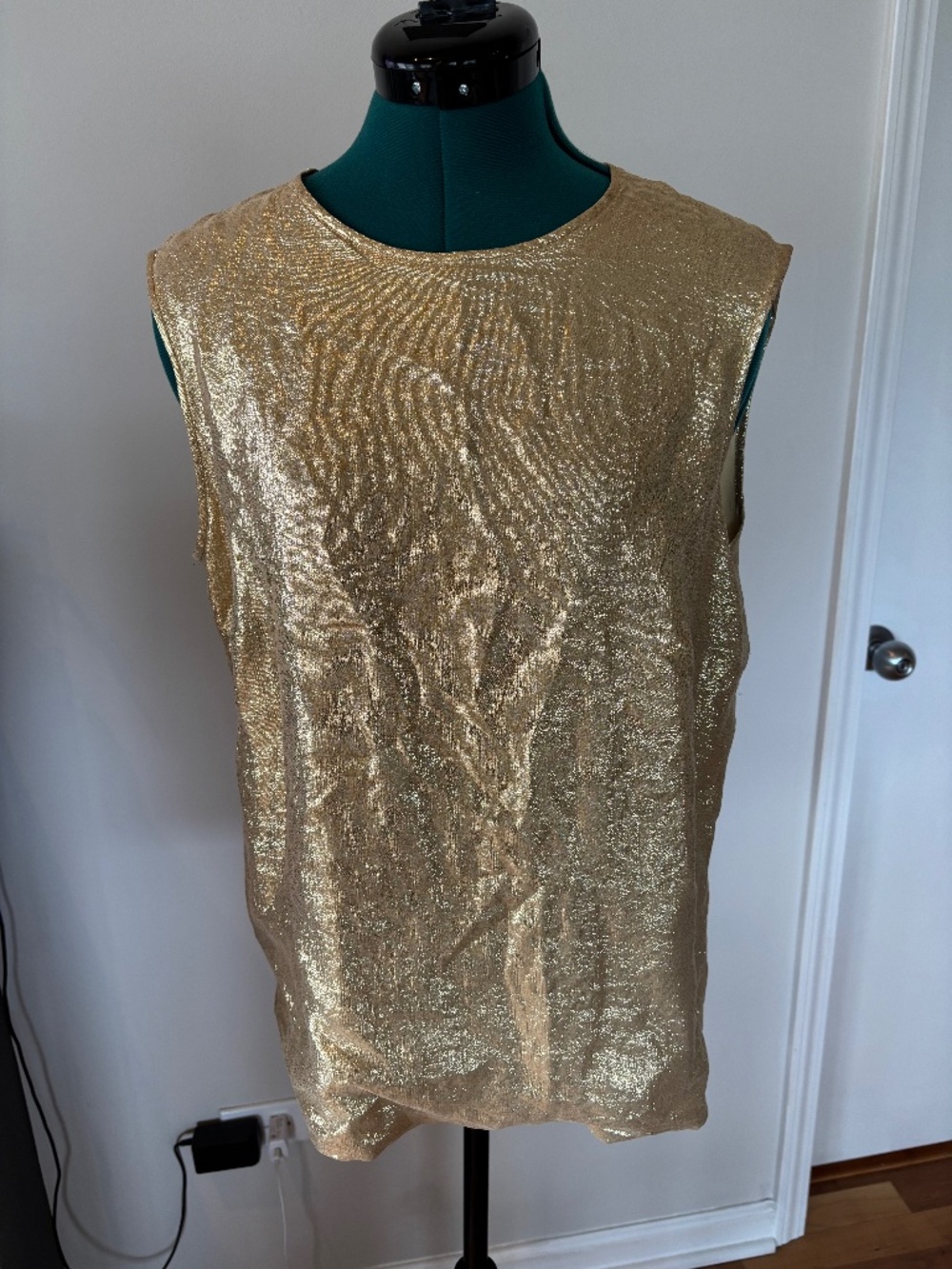 ESCADA Sport silk gold metallic tank top, M